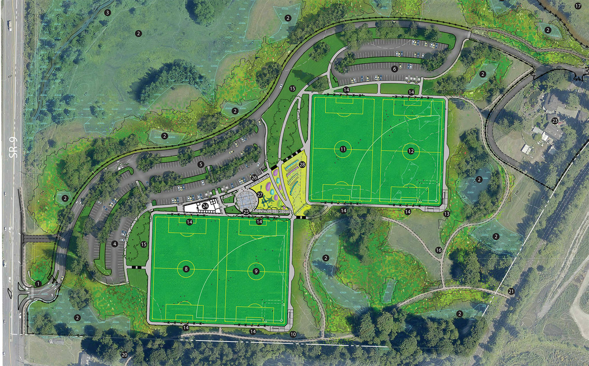 A rendering of the proposed Carousel Ranch Community Park near Woodinville, Washington. (Snohomish County Parks, Recreation and Tourism)
