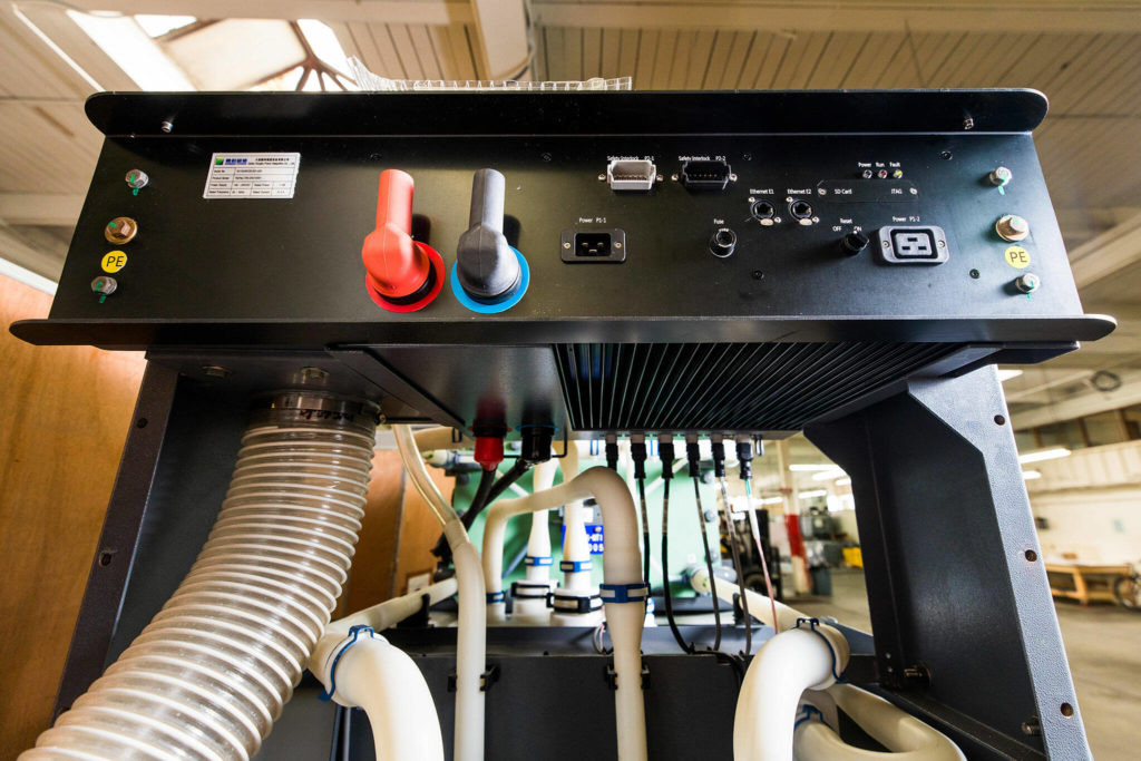 The control panel of a Reflex vanadium flow battery. (Dan DeLong / InvestigateWest)
