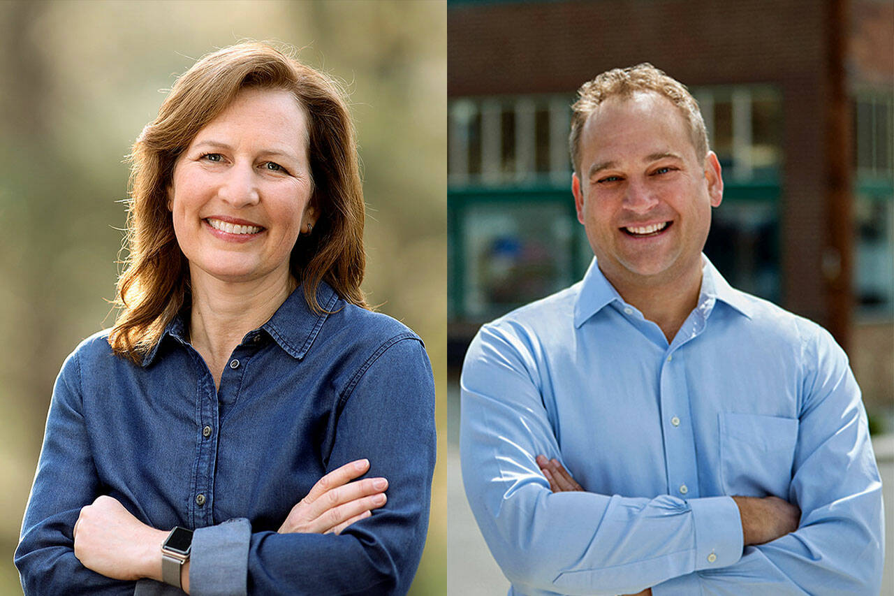 Kim Schrier, left, and Matt Larkin. (Schrier photo courtesy of Dr. Kim Schrier for Congress. Larkin photo courtesy of Larkin for Congress)