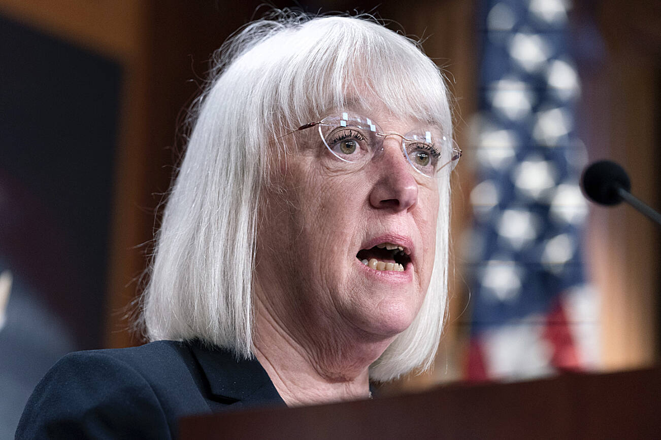 FILE - Sen. Patty Murray, D-Wash., speaks during a news conference the vote to codify Roe v. Wade, in this May 5, 2022 file photo on Capitol Hill in Washington. Murray is one of the U.S. Senate's most powerful members and seeking a sixth term. She is being challenged by Tiffany Smiley, a Republican from Pasco, Wash. (AP Photo/Jacquelyn Martin, File)