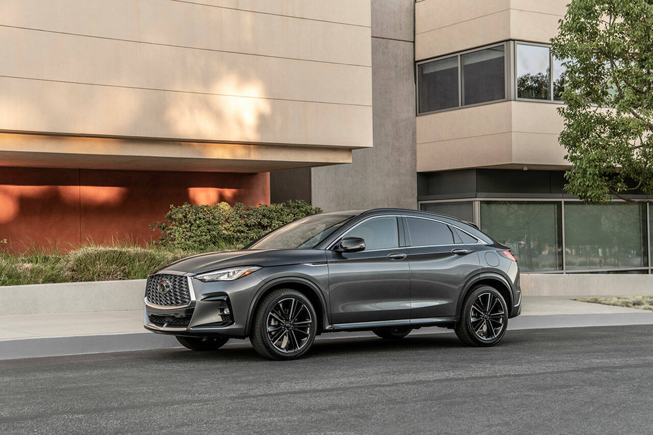 The 2023 Infiniti QX55 coupe-styled SUV comes with 20-inch wheels and all-wheel drive. (Infiniti)