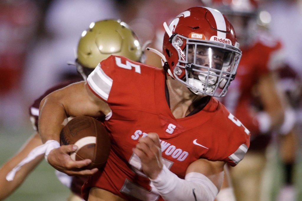 Ryder Bumgarner and unbeaten Stanwood travel south for a big non-league test. (Ryan Berry / The Herald)
