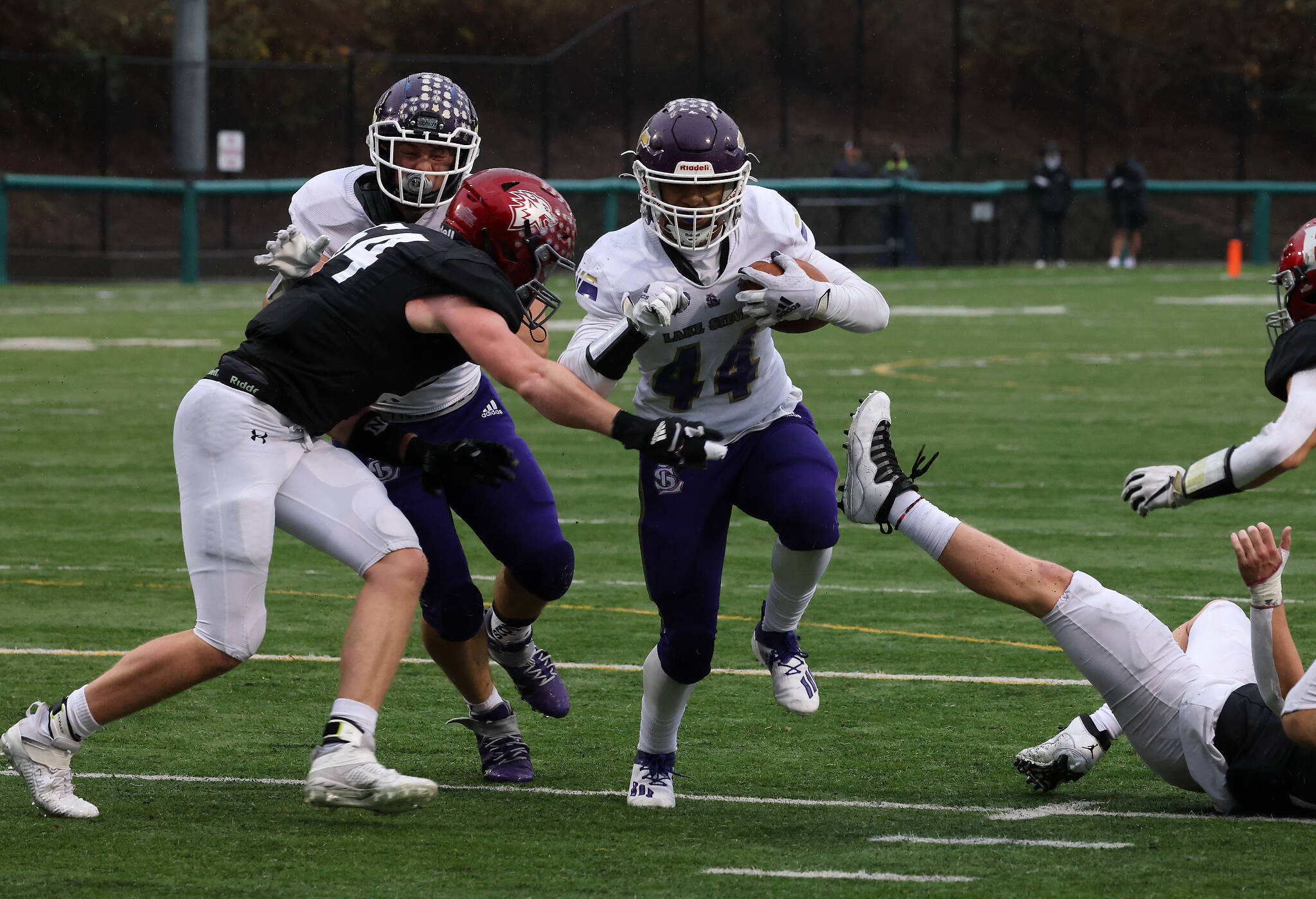 Lake Stevens squares off against Eastlake on Friday night in a rematch of the Vikings’ state semifinal win over the Wolves last season. (Andy Bronson / The Herald)