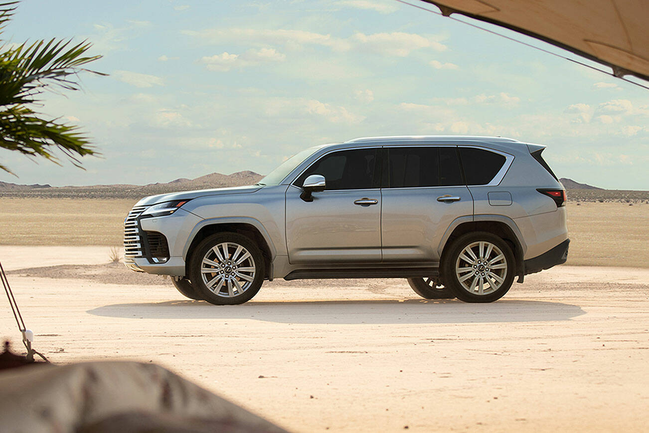 The 2022 Lexus LX 600 luxury SUV has a 409-horsepower V6 engine and 8,000-pound towing capacity. (Lexus)
