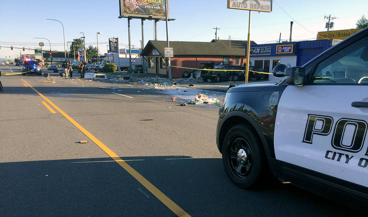 One person was killed in a collision on Sept. 21, 2021 near Rucker and 41st in Everett. (Everett Police Department)