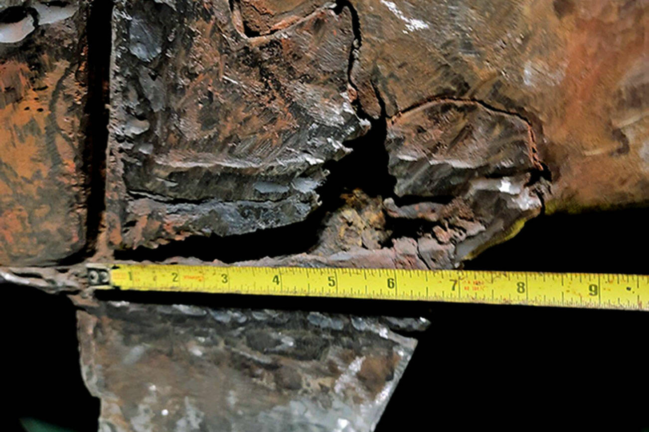 Severe corrosion was found on the vehicle ramp that connects to the dock in Edmonds. (Washington State Ferries)