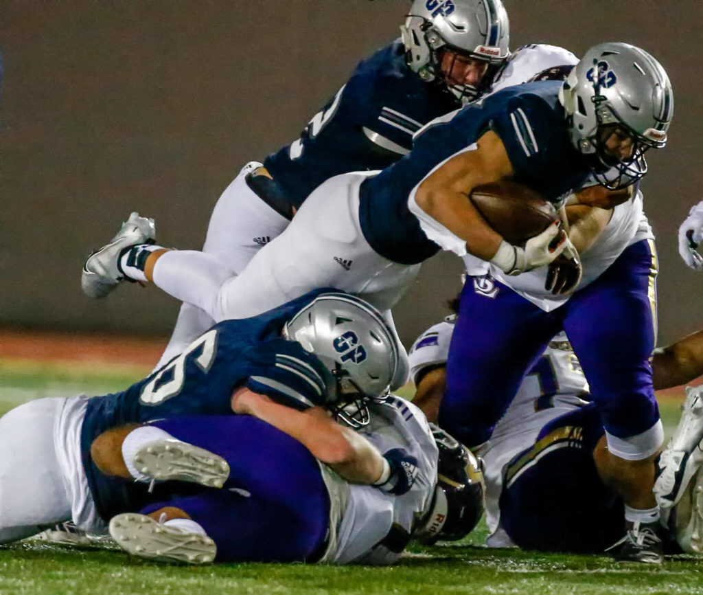 Glacier Peak and Lake Stevens will square off for the Wesco 4A crown in Friday night’s highly anticipated showdown of state title contenders. (Kevin Clark / The Herald)
