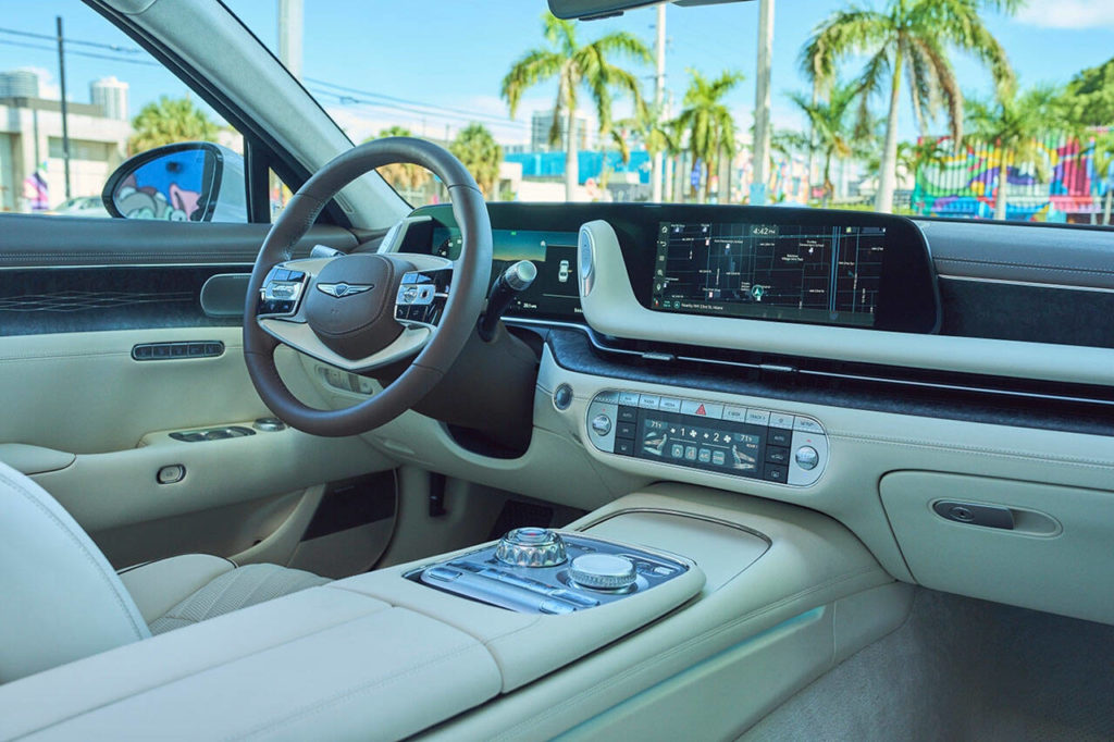 The 12.3-inch infotainment system of the 2023 Genesis G90 includes Bang & Olufsen premium audio with 26 speakers. (Genesis)
