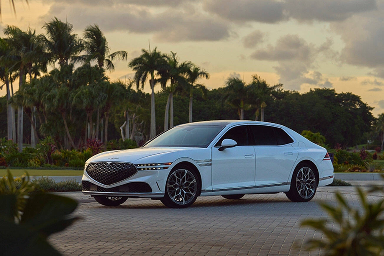 The 2023 Genesis G90 premium large sedan is available in five-passenger and four-passenger configurations. (Genesis)