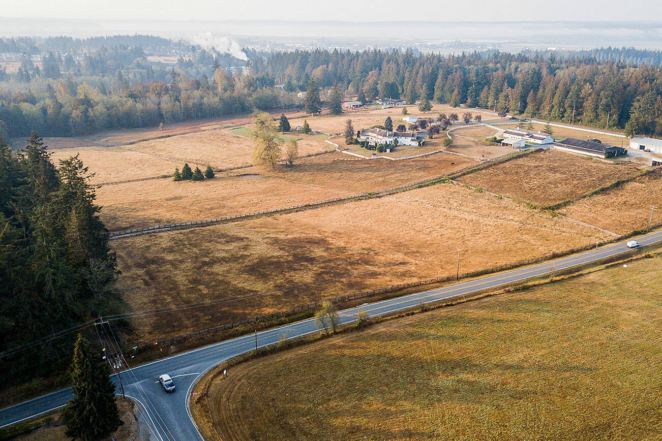 A south facing view of the proposed site for a new psych facility on Thursday, Oct. 13, 2022 in Everett, Washington. (Olivia Vanni / The Herald)