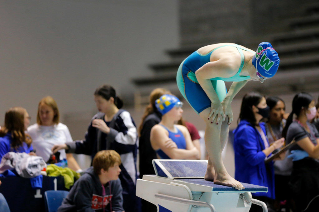 Shorewood senior Grace Lindberg placed second in the 200 freestyle and third in the 100 butterfly. (Ryan Berry / The Herald)

