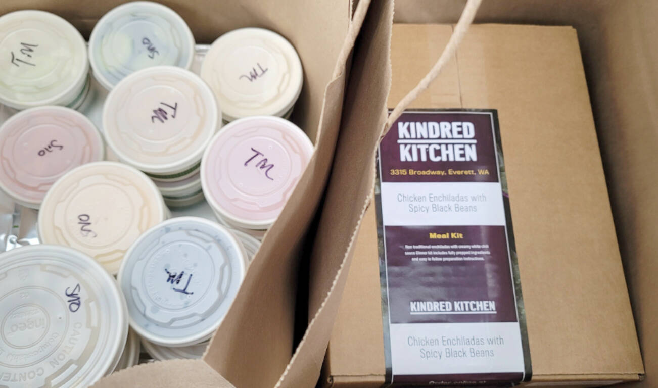 Caption: Curbside delivery at Kindred Kitchen in Everett made cooking dinner a whole lot easier. (Jennifer Bardsley)