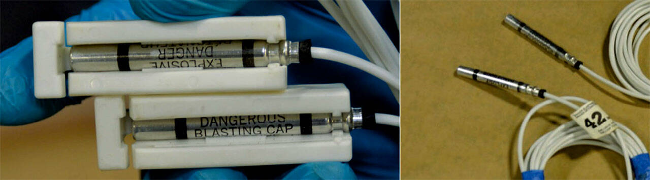 Detonators seized from Jeffrey Carlton's vehicle in Everett in May. (U.S. Attorney's Office)