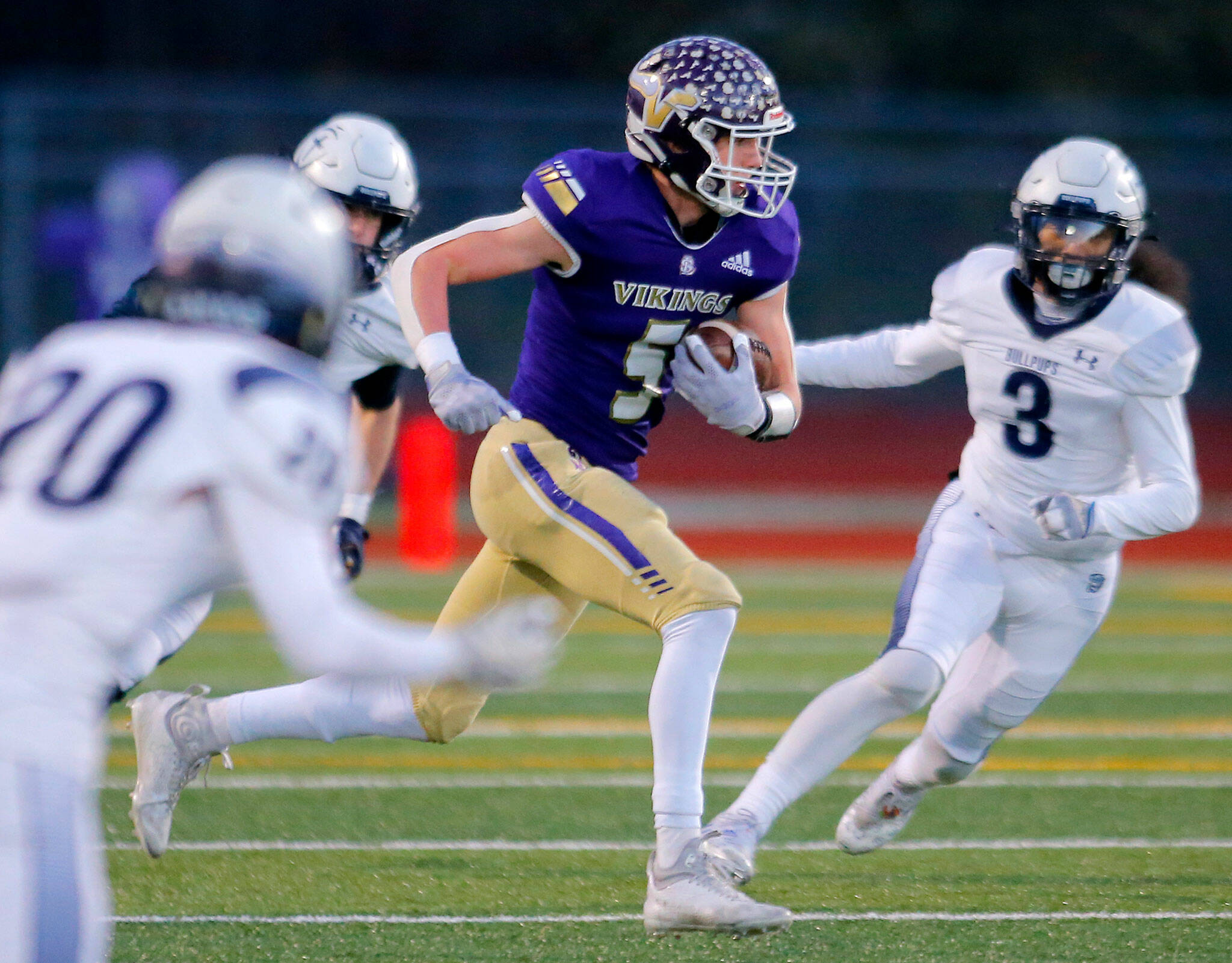 Cole Becker and Lake Stevens continue their title quest Saturday with a Class 4A state semifinal showdown against defending champion Graham-Kapowsin. (Ryan Berry / The Herald)