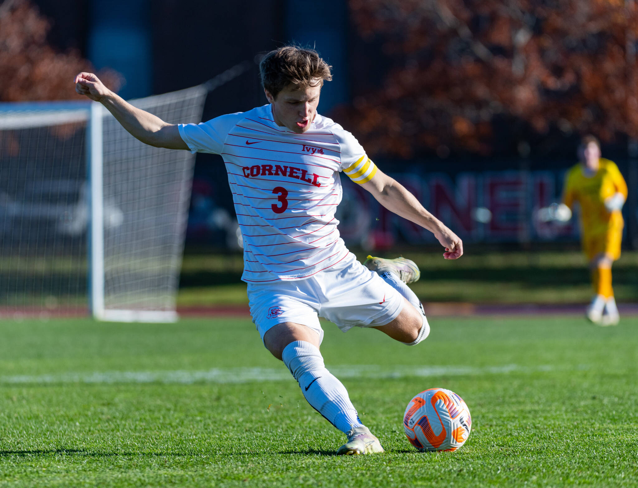 Cornell senior Connor Drought, a Kamiak High School alum, competes during a match against Dartmouth on Oct. 29, 2022, in Ithaca, New York. (Eldon Lindsey / Cornell Athletics)