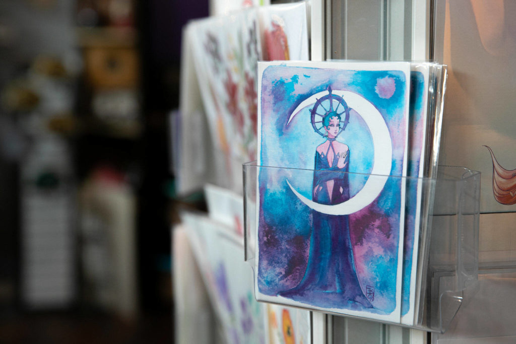 Art by Emma Kate Ramsey is one of the countless things to be found at at Artisans PNW on Nov. 16, in downtown Everett. (Ryan Berry / The Herald) 
