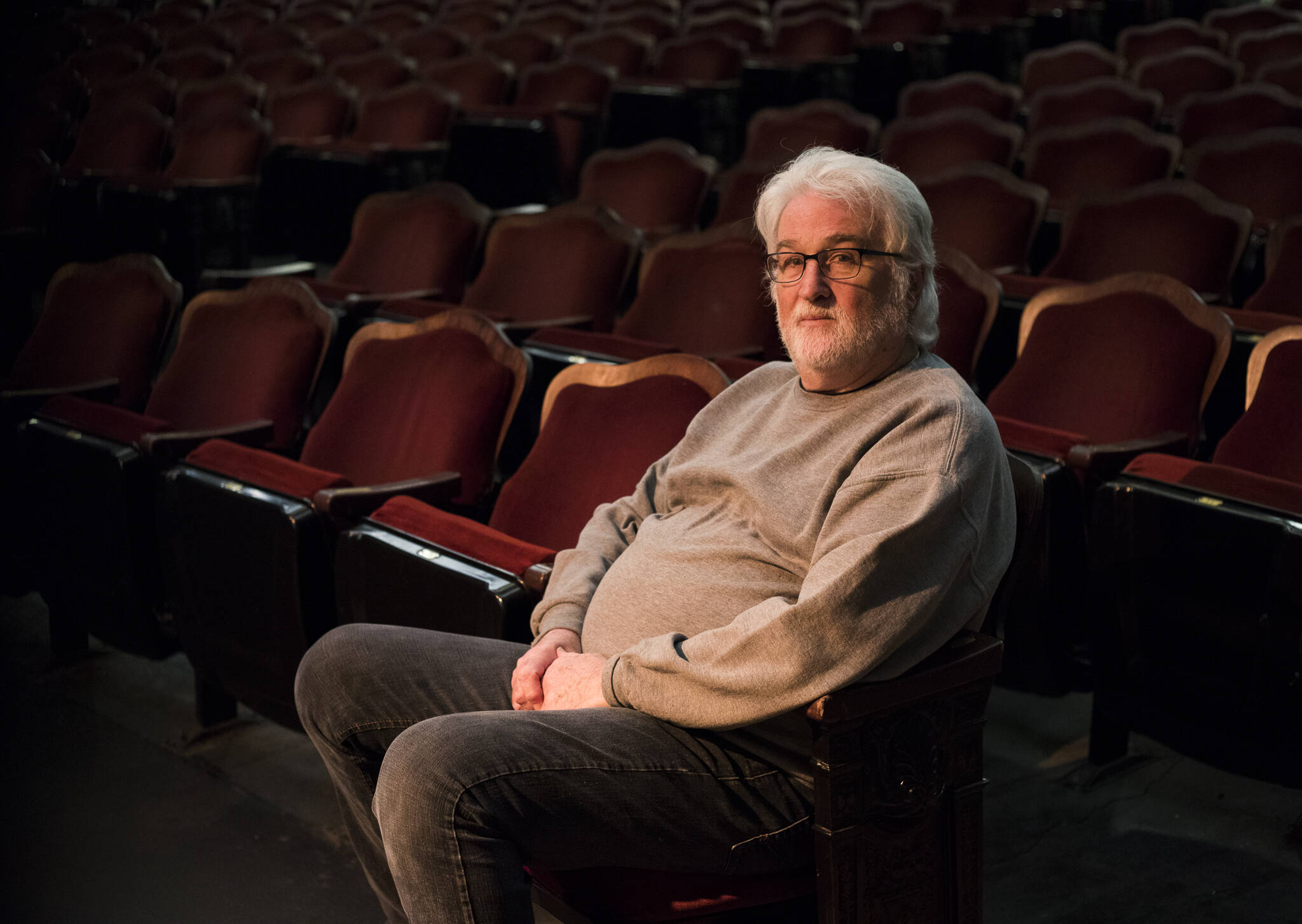 Everett Historic Theatre manager Curt Shriner on Feb. 3, in Everett. (Olivia Vanni / The Herald)
