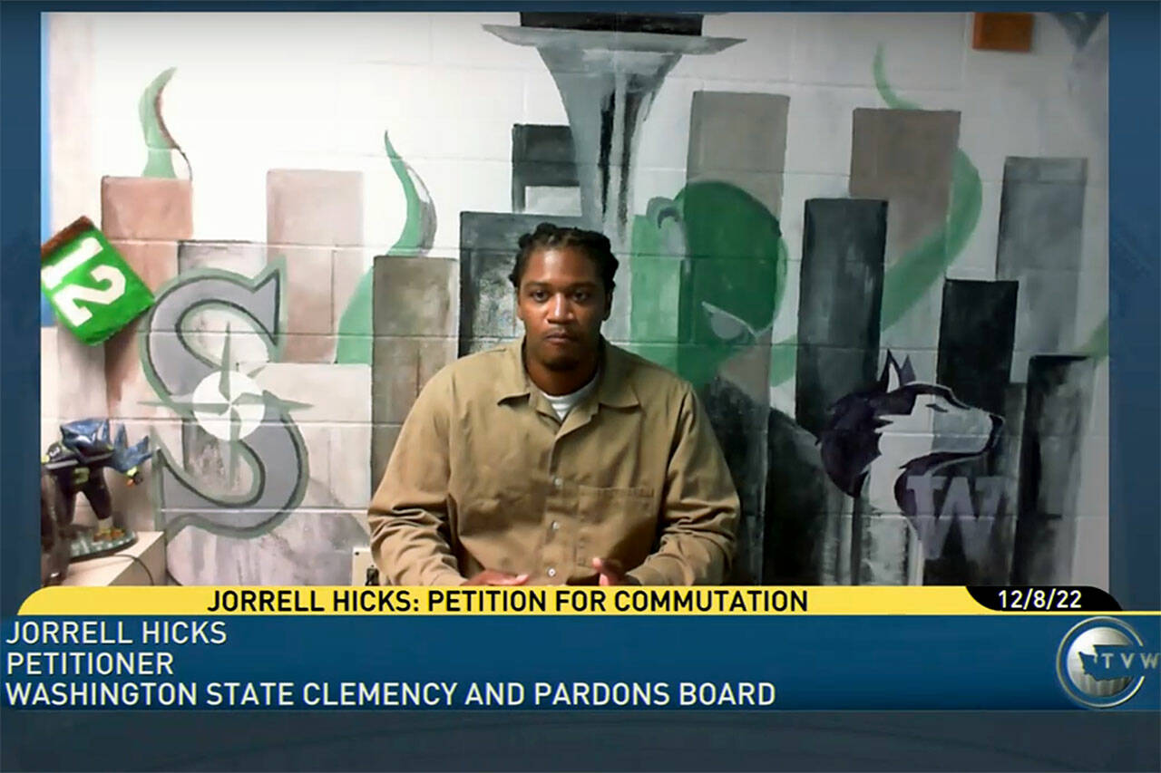 A screenshot of Jorrell Avery Hicks at a state Clemency and Pardons Board hearing on Thursday.