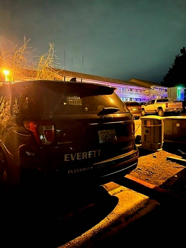 Everett police respond to a fatal shooting on Casino Road on Wednesday morning. (Everett Police Department)