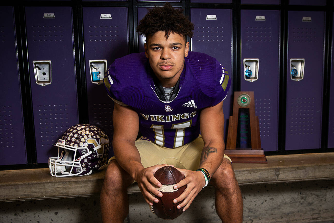 Lake Stevens senior Jayden Limar is the Herald’s 2022 Football Player of the Year. (Olivia Vanni / The Herald)