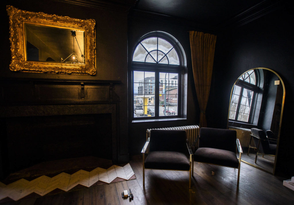 Inside the soon to be green room at Kings Hall on Jan. 17, in Everett. (Olivia Vanni / The Herald)
