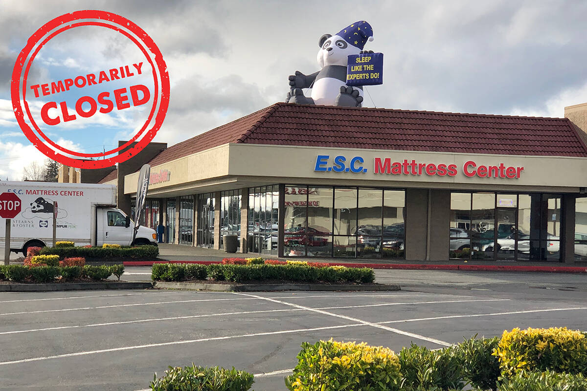 ESC Mattress Center in Everett is closed temporarily due to smoke damage. During the closure customers can still shop online at www.escmattresscenter.com and over the phone at 425-512-0017. The store will reopen in two to six months.