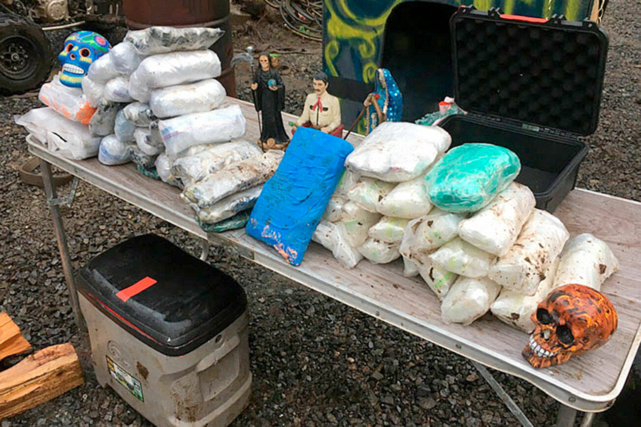 Federal agents seized many pounds of meth and heroin, along with thousands of suspected fentanyl pills, at a 10-acre property east of Arlington in mid-December 2020. (U.S. Attorney’s Office) 20201223