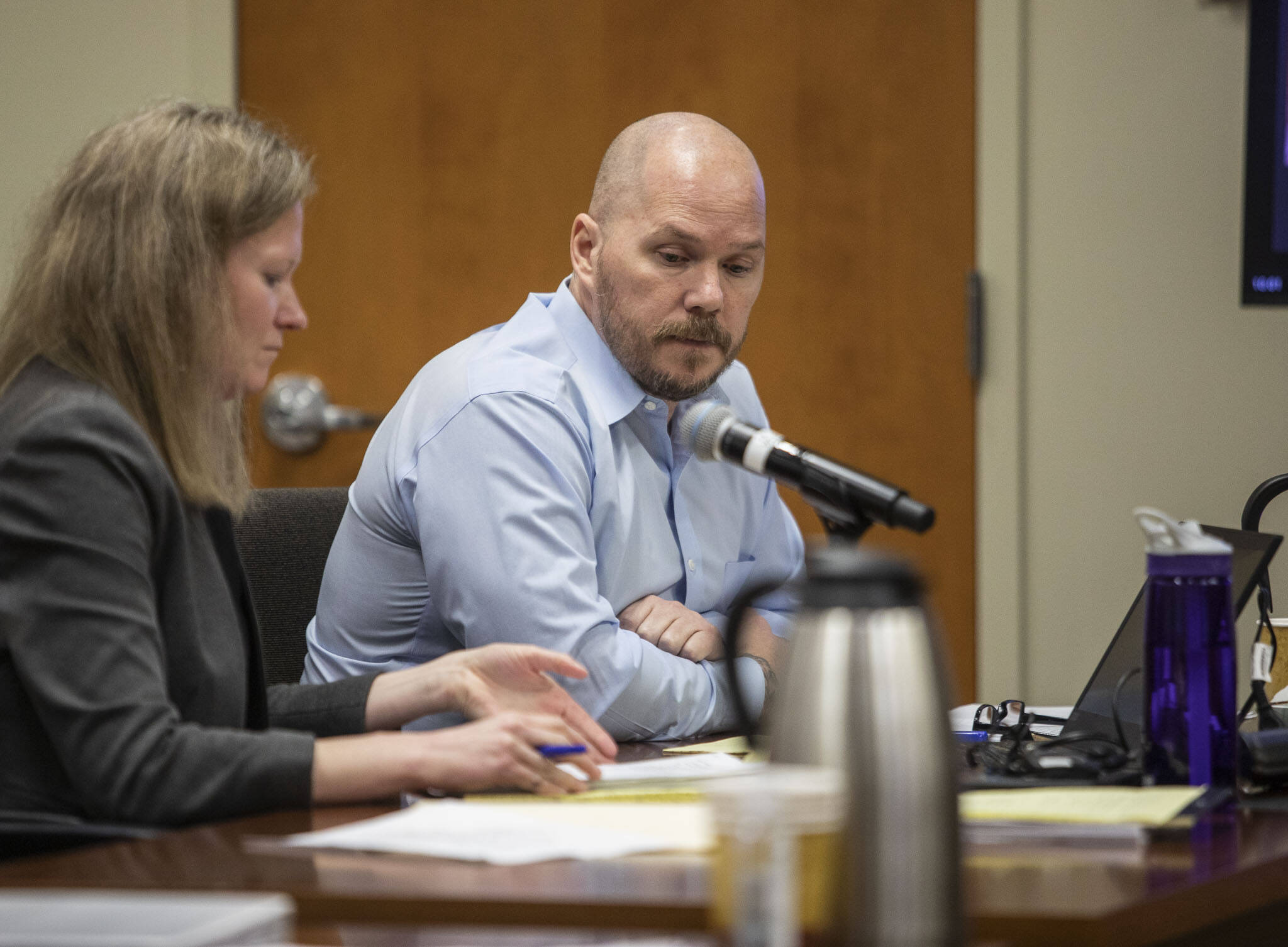 Chad Walton sits at his resentencing hearing at the Snohomish County Courthouse on Friday, in Everett. (Olivia Vanni / The Herald)