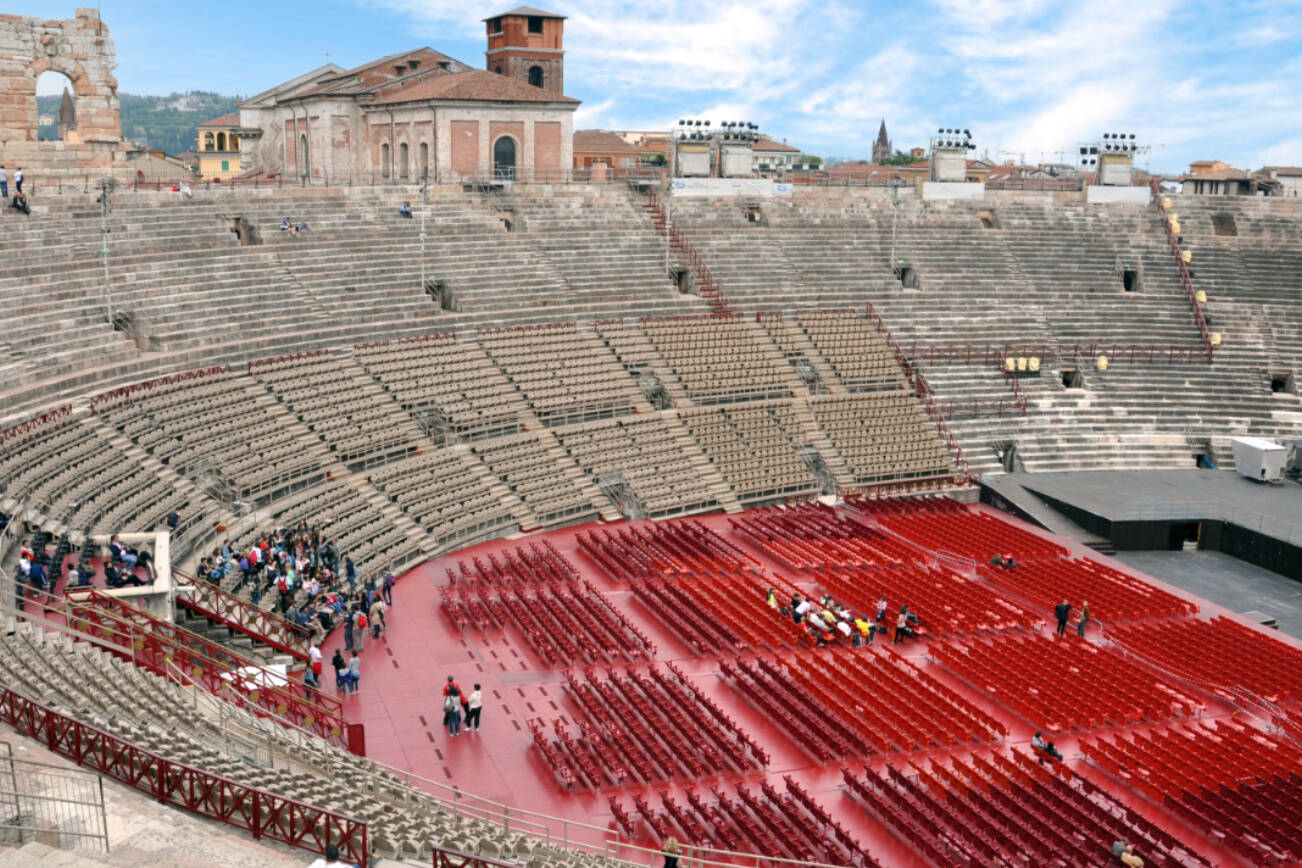 Verona's Roman arena is an impressive sight, with much of the stonework still intact.