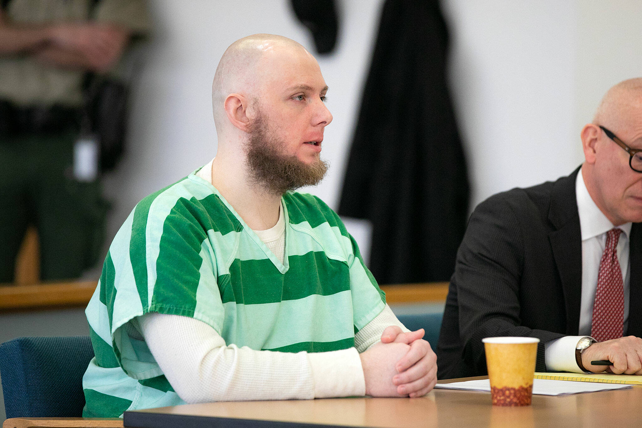 Kyle Caperoon appears in court to receive sentencing for a 2020 homicide Monday, Feb. 13, at Snohomish County Superior Court in Everett. (Ryan Berry / The Herald)