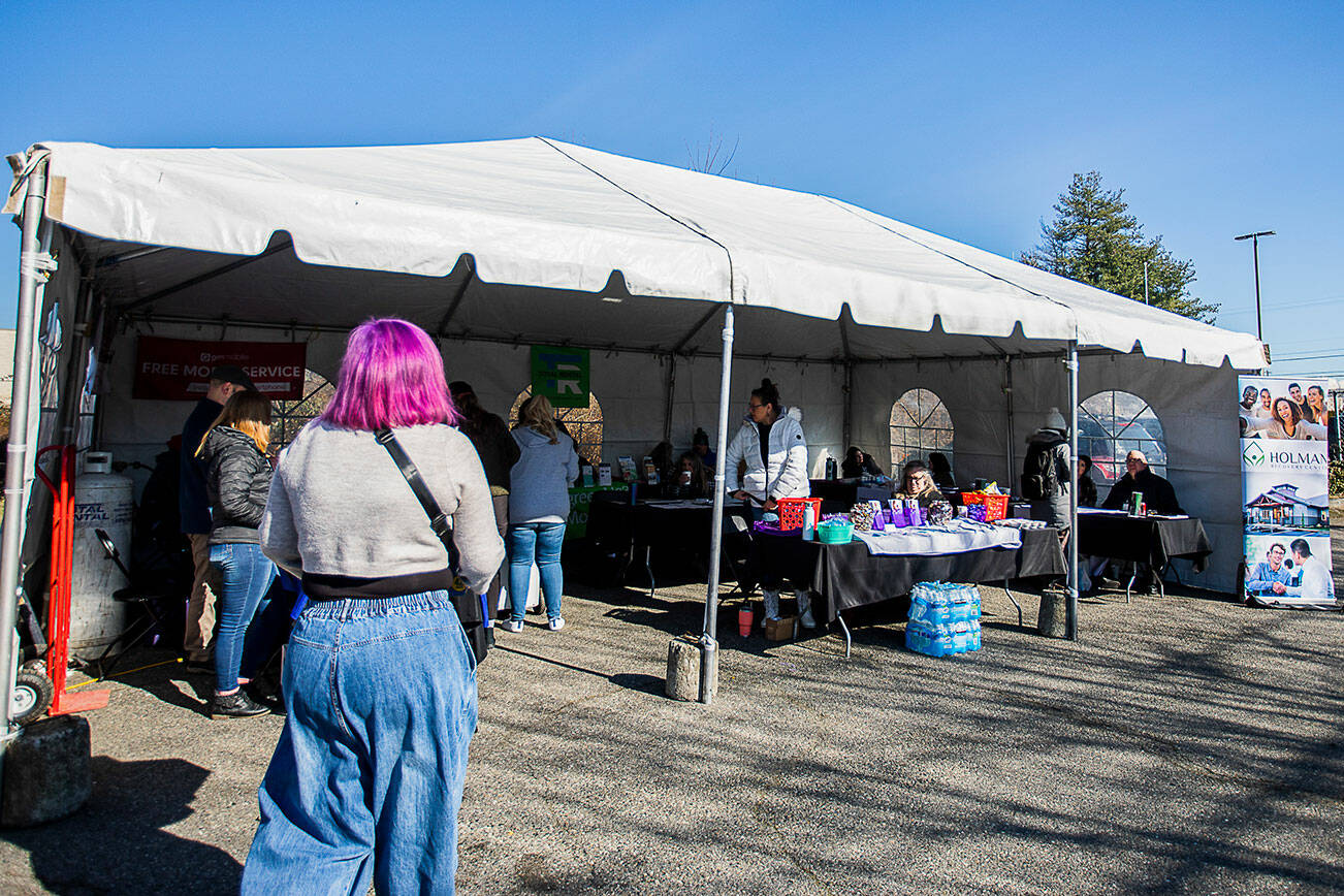 Multiple agency gathered at a drug tack back event on Friday, Feb. 24, 2023 in Marysville, Washington. (Olivia Vanni / The Herald)