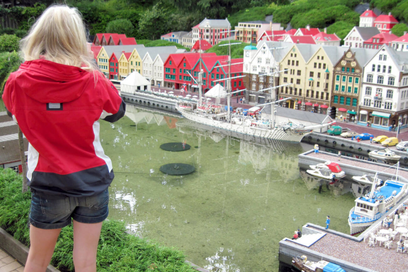 Denmark's Legoland features 58 million Lego bricks, some assembled to represent famous landmarks from around the world, such as the historic Bryggen wharf in Bergen, Norway.