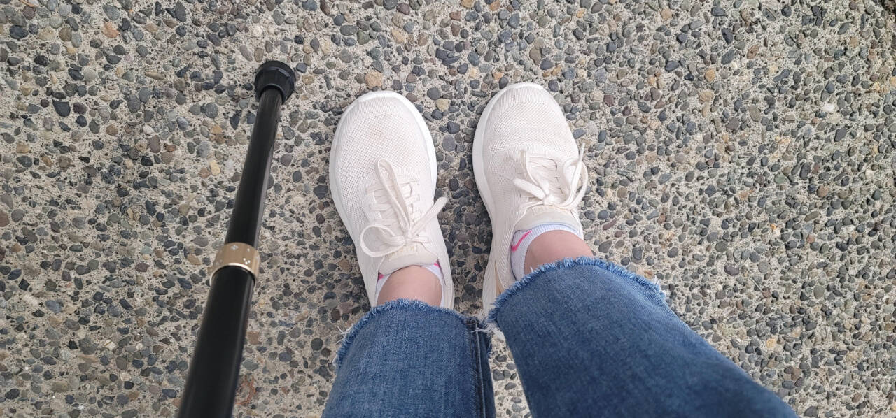 Does a walking cane go on the left or the right? It’s an adventure getting back on her feet. (Jennifer Bardsley)