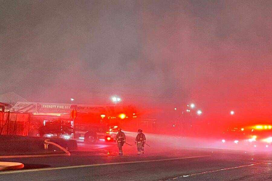 Seven residents were displaced following a fire that damaged an apartment building Saturday morning, Feb. 18, in Marysville. (Marysville Fire District)