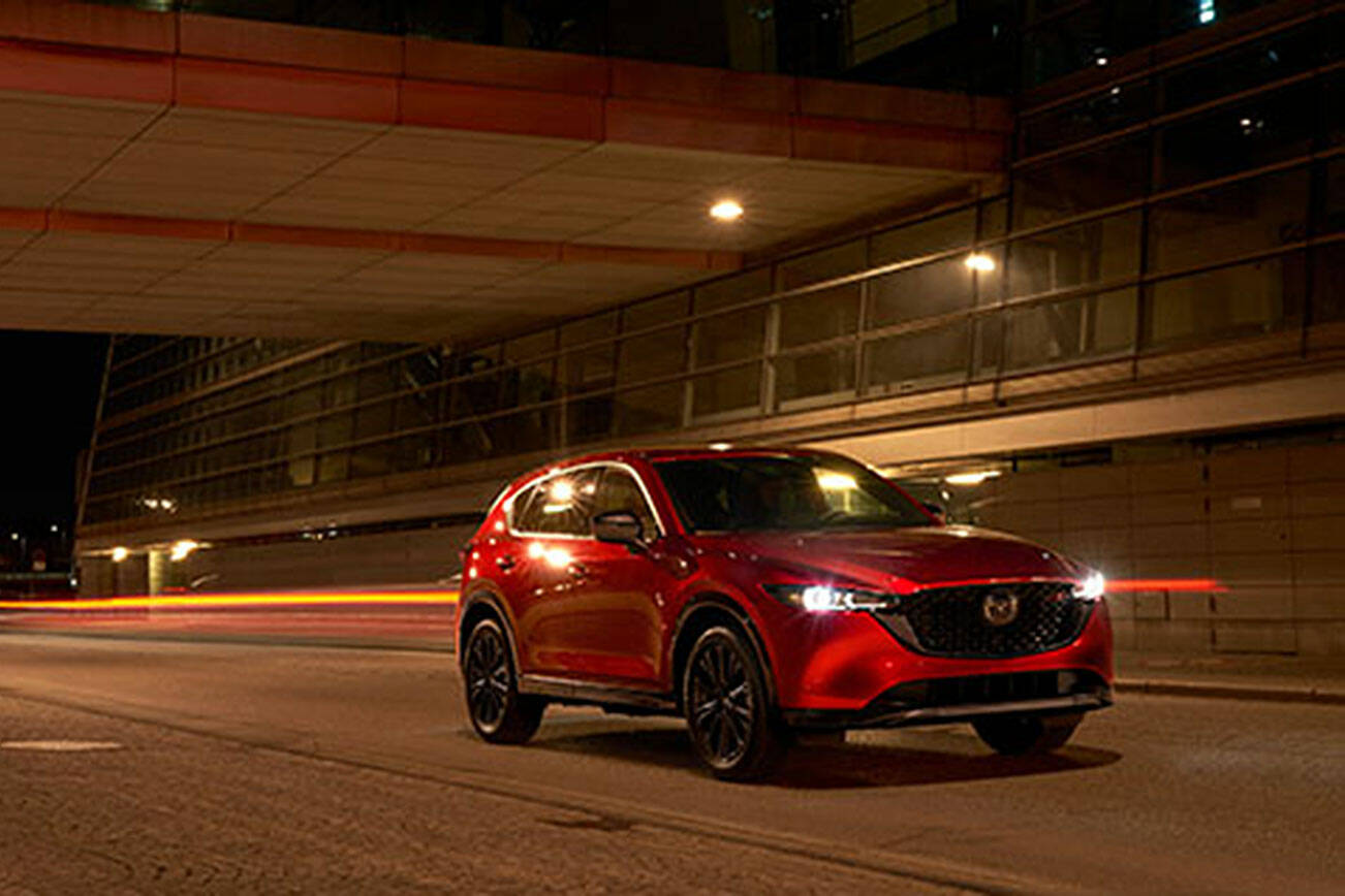 The 2023 Mazda CX-5 travels at freeway speeds without generating loud road noise inside the cabin. (Mazda)