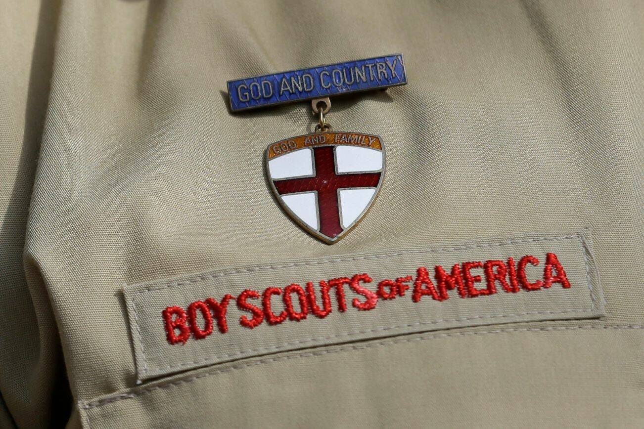 A close up of a Boy Scout uniform. (AP Photo/Tony Gutierrez, File)