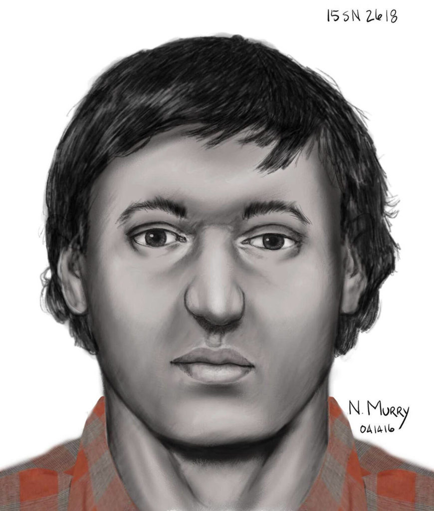 In 2016, forensic artist Natalie Murry drew this face based on the skull of an unidentified man, who was found north of Everett in January 1979. The man has now has been identified as Gary Lee Haynie. (Snohomish County Medical Examiner’s Office)
