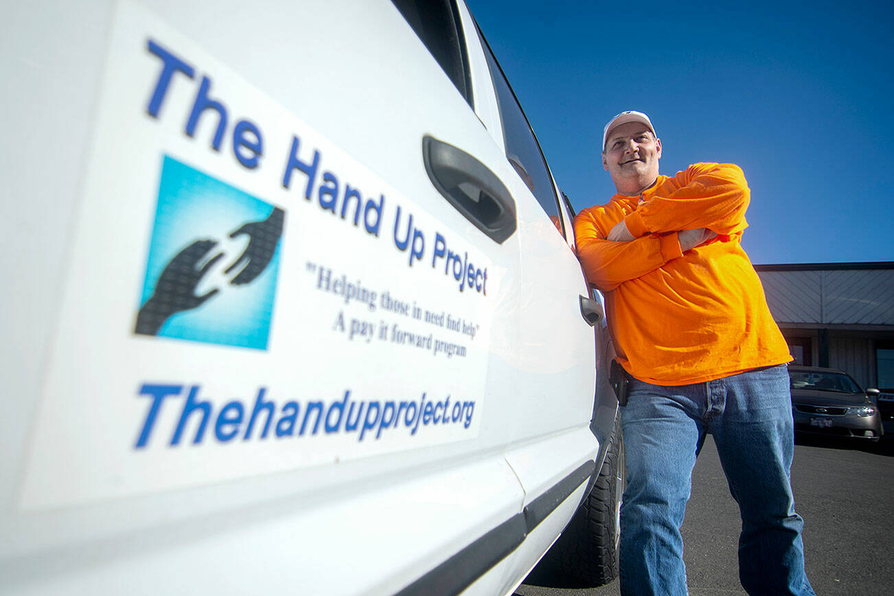 Robert Smiley, founder of The Hand Up Project, has been helping people in Snohomish County get off drugs by bringing them to Port Angeles to detox. When they are done with detox they then return to their home community, he said. (Jesse Major/Peninsula Daily News)