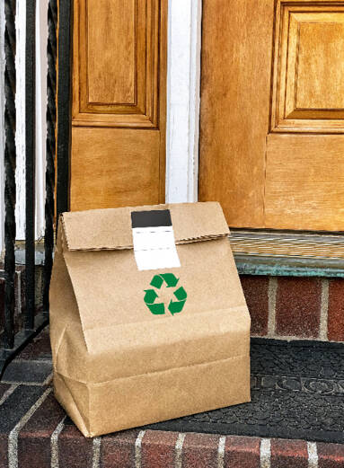 Paper bags from food delivery should always be recycled, as long as they’re clean. You can also throw food-soiled paper bags in the compost.