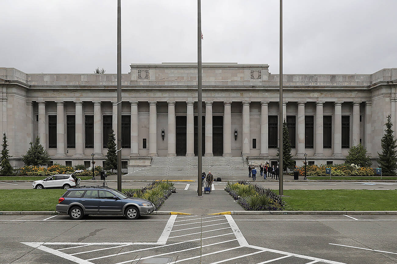 The Temple of Justice is shown Thursday, April 23, 2020, at the Capitol in Olympia. (AP Photo/Ted S. Warren, file)