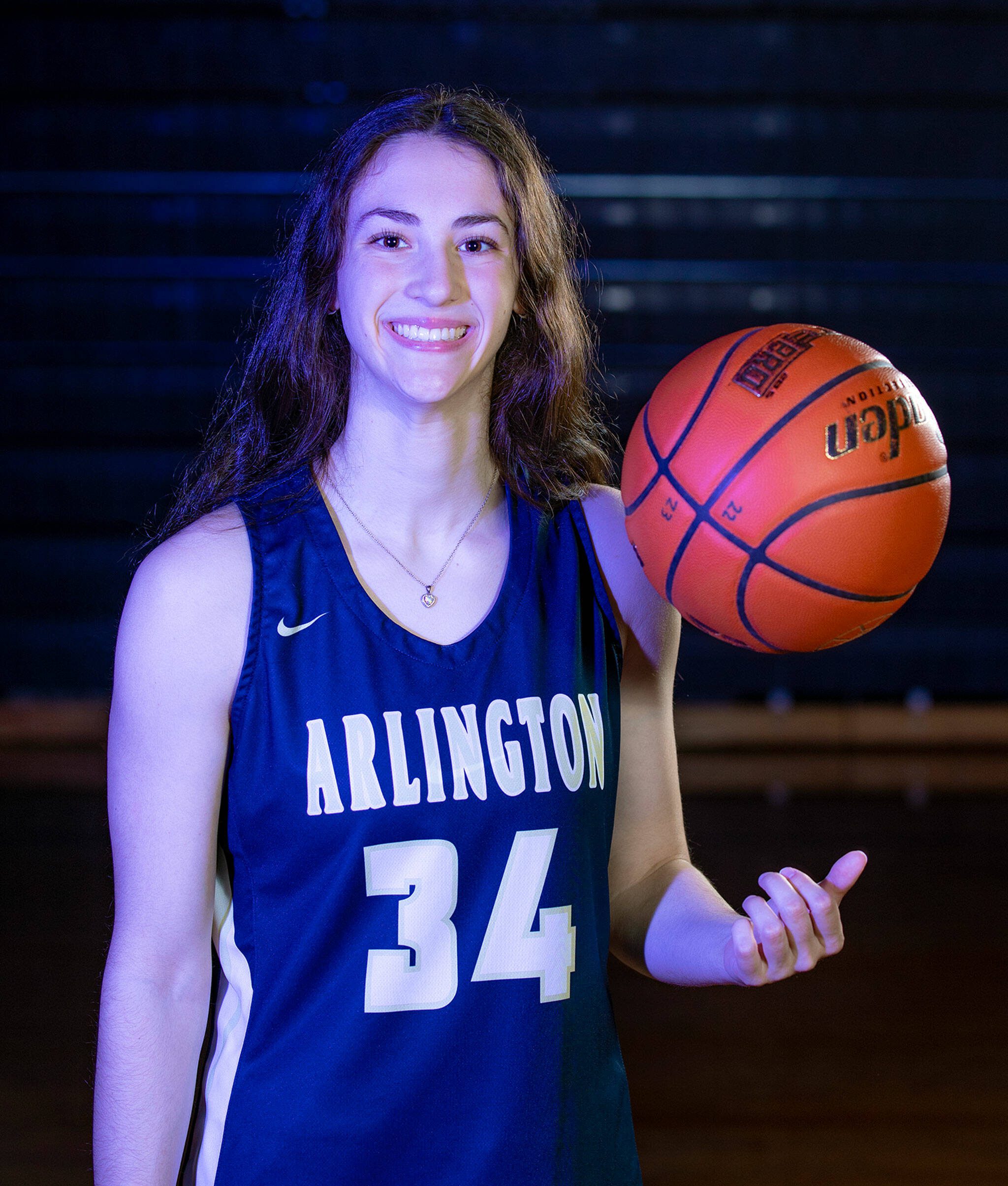 Arlington senior Jenna Villa repeats as The Herald’s Girls Basketball Player of the Year for the 2022-23 season. Photographed on Sunday, March 26, 2023, at Arlington High School. (Ryan Berry / The Herald)