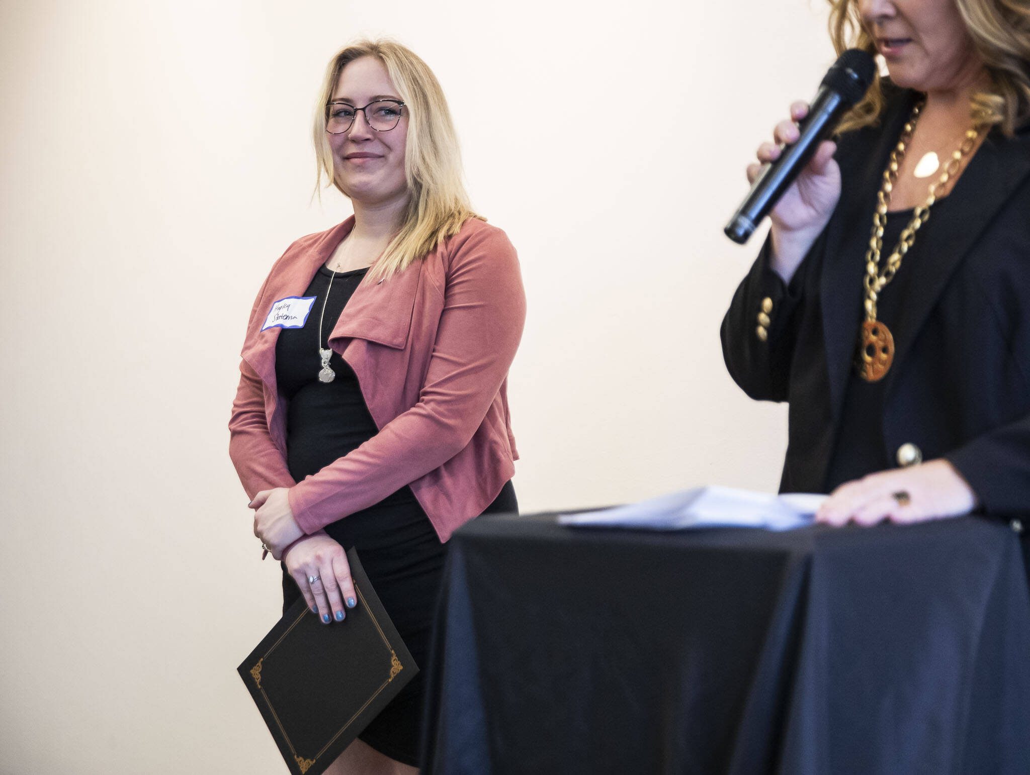 Emerging Leader winner Hayley Statema at the Emerging Leader Award presentation on Thursday, April 13, 2023 in Everett, Washington. (Olivia Vanni / The Herald)