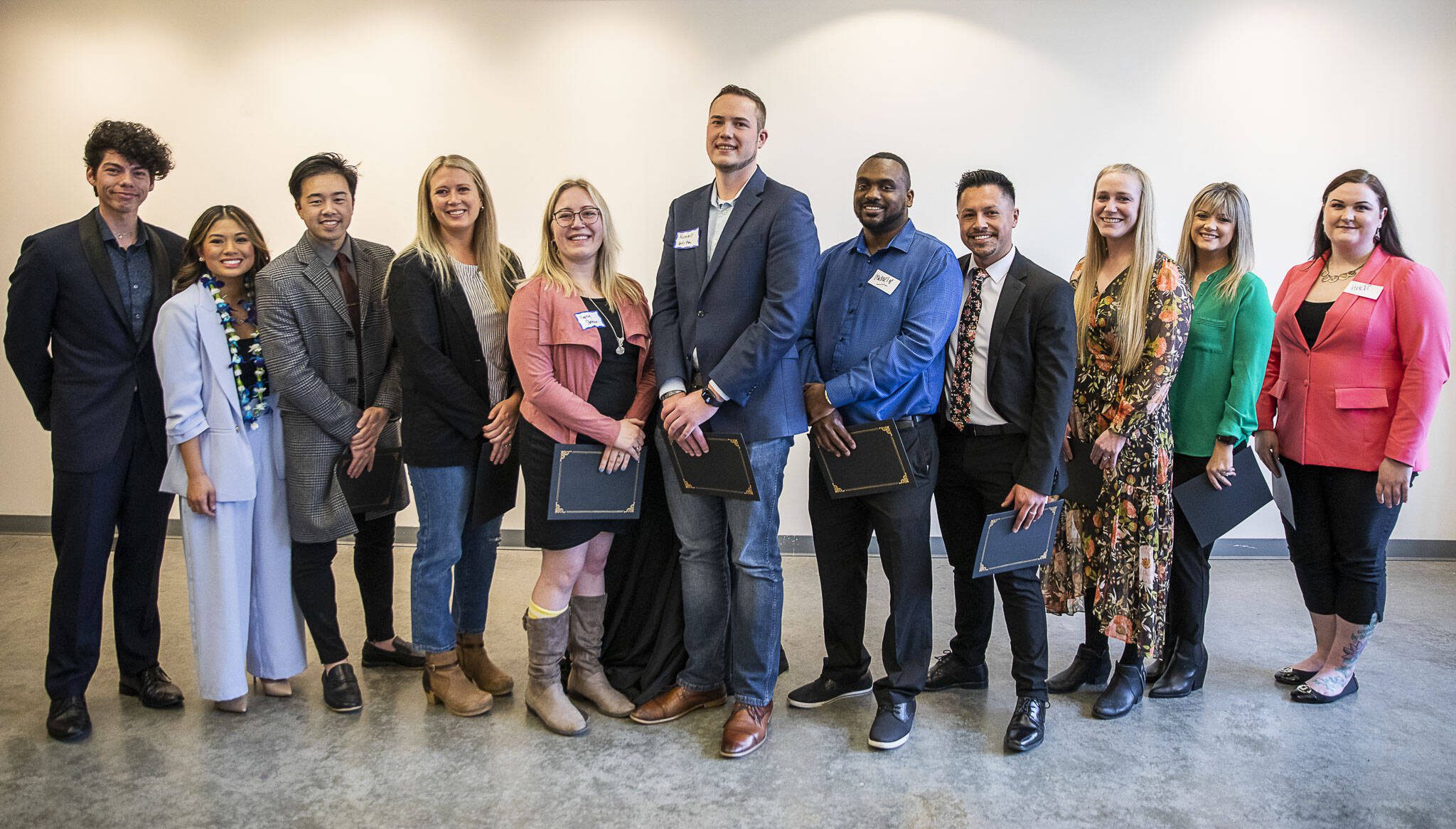 The top 12 Emerging Leader Award finalists (Melissa Siv not pictured) on Thursday, April 13, 2023 in Everett, Washington. (Olivia Vanni / The Herald)