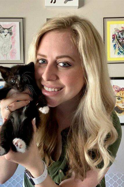 Ashley Morrison pictured with one of her rescue kittens. Although not all were in her home, at one time Ashley had 33 cats under her care. (Photo provided by Cindi Morrison)