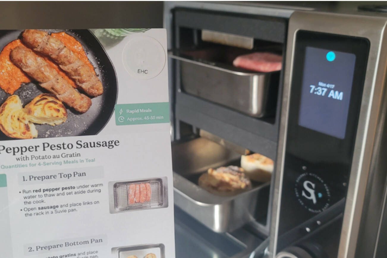 Scan the card, load the trays, and tell the Suvie 3.0 when you want dinner to be ready. This kitchen robot is an exciting addition to the world of small appliances. (Jennifer Bardsley)