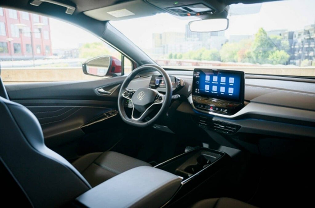 Inside the Volkswagen ID.4 electric SUV, controls for nearly everything are handled by a 12-inch touchscreen. (Volkswagen)
