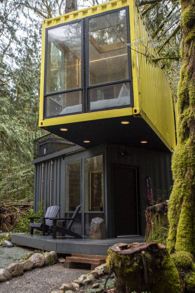 Cabins range from rustic to contemporary, such as The Sea Containers, which was fashioned from repurposed oceangoing shipping containers. (Annie Barker / The Herald)
