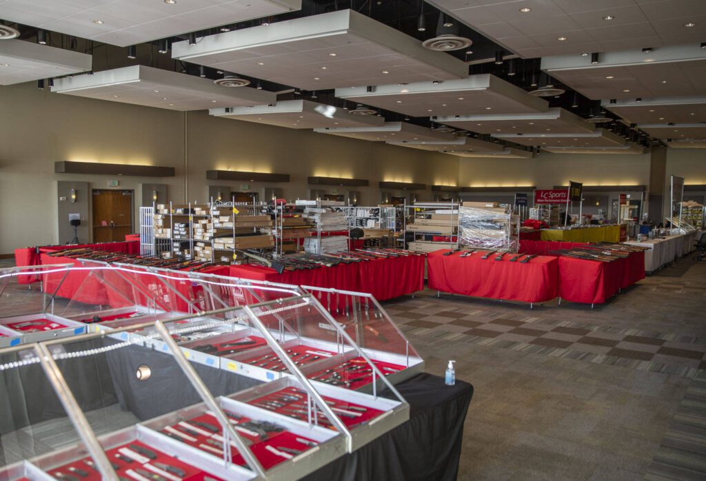 Attendance was sparse at the gun show at midday Saturday. (Olivia Vanni / The Herald)
