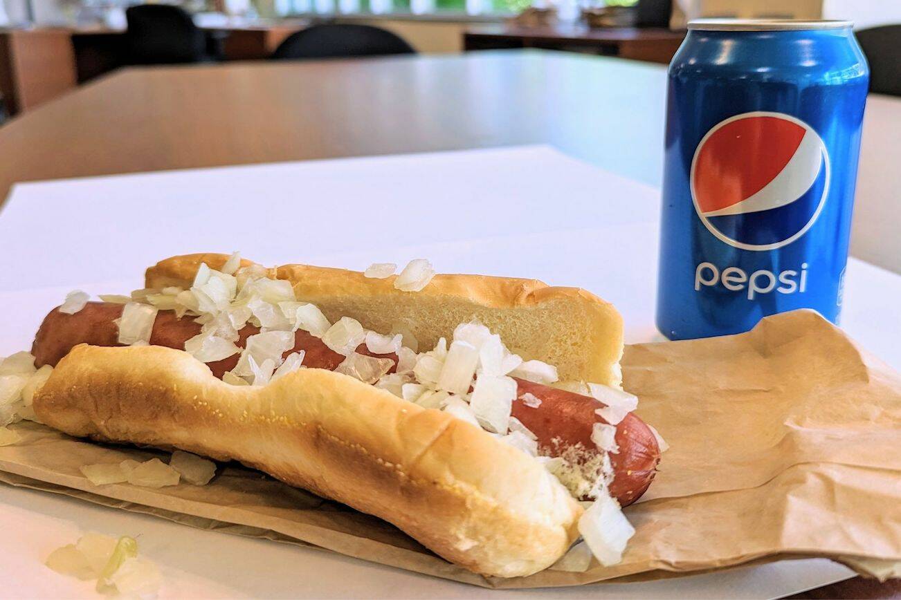 A Costco hot dog combo with diced onions. Chopped onions are back in the food court after Costco discontinued them in 2020. (Mike Henneke / The Herald)
