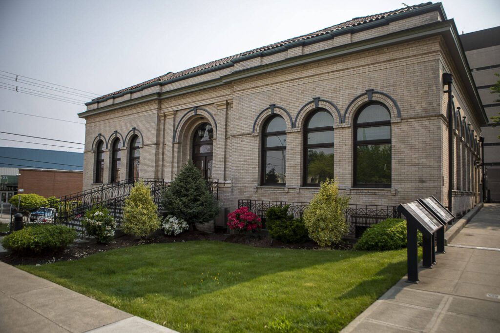 The Carnegie Resource Center in Everett, Washington on Wednesday, May 17, 2023. (Annie Barker / The Herald)
